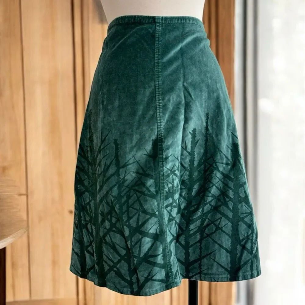 Made With Love By Hannah Green Velvet Tree Top Skirt A Line Pencil Small Mod Nov